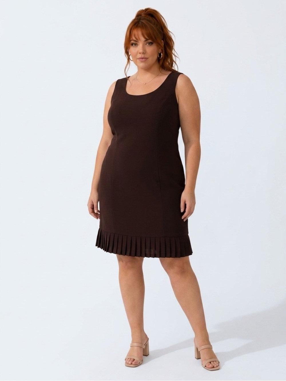 Danny & Nicole Dark Brown Pleated-Hem A-Line Dress Skirt